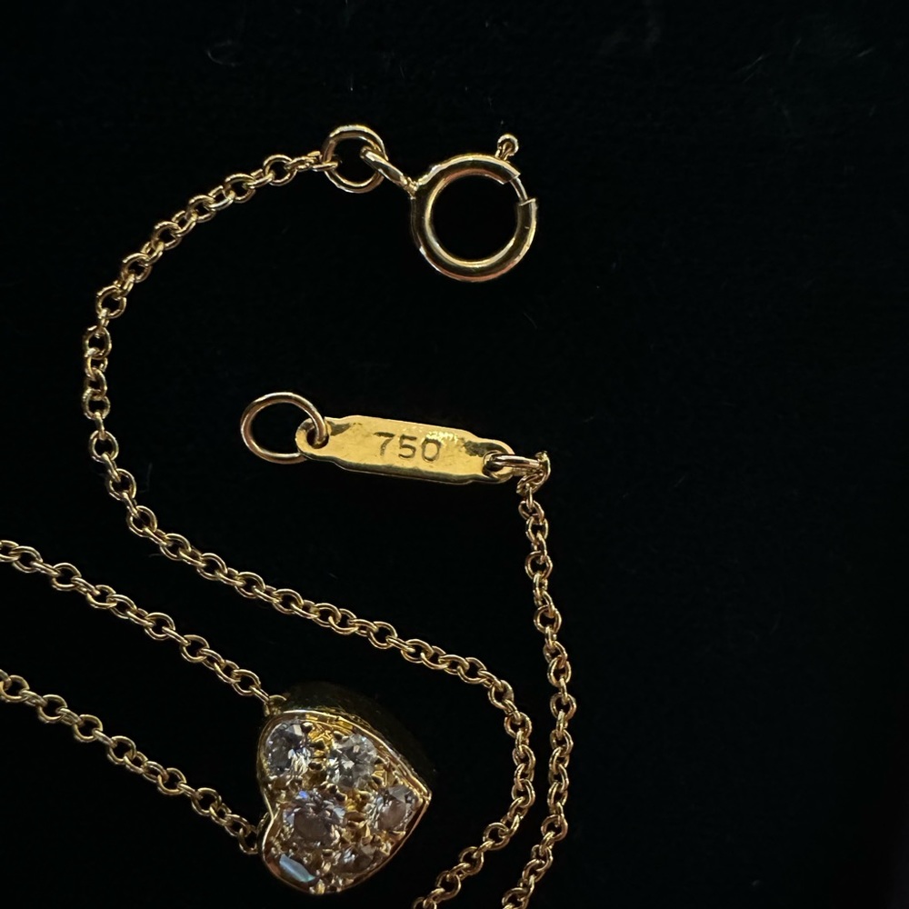 TIFFANY & CO. - 18K Gold Diamond Heart Pendent Necklace - Picture 7 of 10